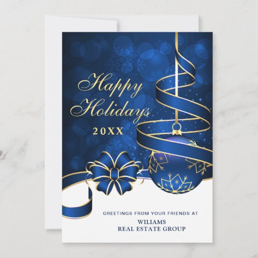 Kerstbal met gouden glans zakelijke groet feestdagenkaart (Voorkant)