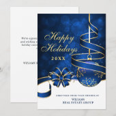 Kerstbal met gouden glans zakelijke groet feestdagenkaart (Voorkant / Achterkant)