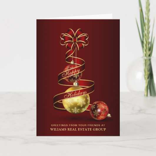 Kerstbal met gouden glans zakelijke kerstgroet feestdagen kaart (Voorkant)