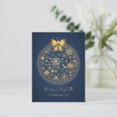 Kerstbal met gouden sneeuwvlokken patroon briefkaart (Staand voorkant)