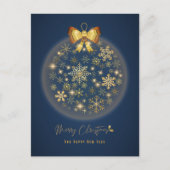 Kerstbal met gouden sneeuwvlokken patroon briefkaart (Voorkant)