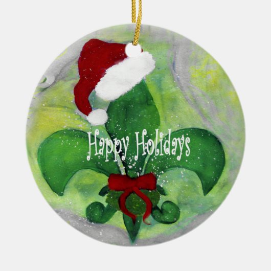 Kerstbal met heilige Fleur de lis kunst Keramisch Ornament (Voorkant)