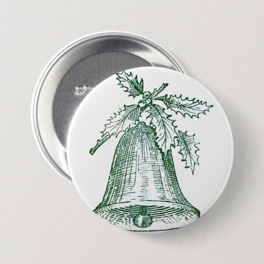 Kerstbal met Holly Ronde Button 7,6 Cm (Voorkant /achterkant)