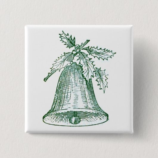 Kerstbal met Holly Vierkante Button 5,1 Cm (Voorkant)