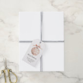 Kerstbal met roze strik  cadeaulabel (Met Touw)