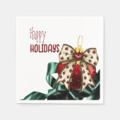 Kerstbal met Schattigee strik en groen lint Servet (Voorkant)