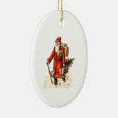Kerstbal met Vintage Uitzicht Kerstman Keramisch Ornament (Rechts)