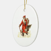 Kerstbal met Vintage Uitzicht Kerstman Keramisch Ornament (Links)