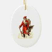 Kerstbal met Vintage Uitzicht Kerstman Keramisch Ornament (Achterkant)
