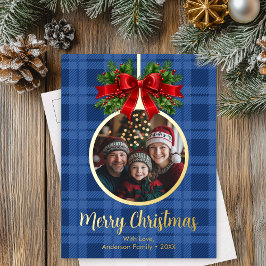 Kerstbal Ornament Foto Buffalo Plaid Folie Feestdagen Briefkaart