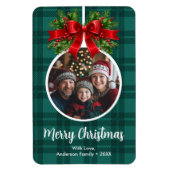 Kerstbal Ornament Foto Green Buffalo Plaid Magneet (Verticaal)