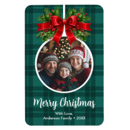 Kerstbal Ornament Foto Green Buffalo Plaid Magneet