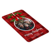 Kerstbal Ornament Foto Red Buffalo Plaid Magneet (Rechterzijde)