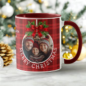Kerstbal Ornament Foto Red Buffalo Plaid Mok