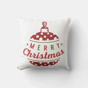 Kerstbal Ornament Rood Wit Stippenpatroon Kussen