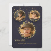 Kerstbal Ornamenten 3-foto Kerstkaart (Voorkant)