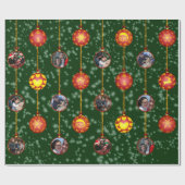 Kerstbal Ornamenten 6 Foto's D-Green Cadeaupapier (Vlak)