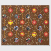 Kerstbal Ornamenten 6 Foto's D-Oranje Cadeaupapier (Vlak)