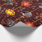 Kerstbal Ornamenten 6 Foto's D-Red Cadeaupapier (Hoek)