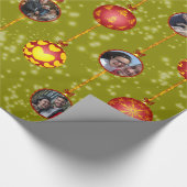 Kerstbal Ornamenten 6 Foto's D-Yellow Cadeaupapier (Hoek)