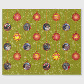 Kerstbal Ornamenten 6 Foto's D-Yellow Cadeaupapier (Vlak)