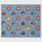 Kerstbal Ornamenten 6 Foto's L-Blue Cadeaupapier (Vlak)
