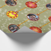 Kerstbal Ornamenten 6 Foto's L-geel Cadeaupapier (Hoek)