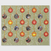 Kerstbal Ornamenten 6 Foto's L-geel Cadeaupapier (Vlak)