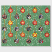 Kerstbal Ornamenten 6 Foto's L-Green Cadeaupapier (Vlak)