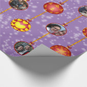 Kerstbal Ornamenten 6 Foto's L-Paars Cadeaupapier (Hoek)