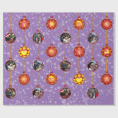 Kerstbal Ornamenten 6 Foto's L-Paars Cadeaupapier (Vlak)