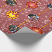 Kerstbal Ornamenten 6 Foto's L-Red Cadeaupapier (Hoek)