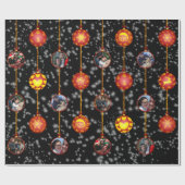 Kerstbal Ornamenten 6 Foto's, zwart Cadeaupapier (Vlak)