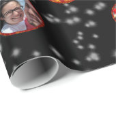 Kerstbal Ornamenten 6 Foto's, zwart Cadeaupapier (Rol Hoek)