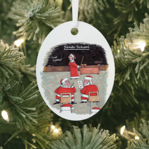 Kerstbal ovale metalen ornament van Santa Test