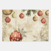 Kerstbal patroon inpakpapier vel (Voorkant 3)