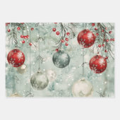 Kerstbal patroon inpakpapier vel (Voorkant 2)