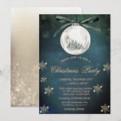 Kerstbal, Pine Tree Sneeuwvlokken Company Party Kaart (Voorkant / Achterkant)