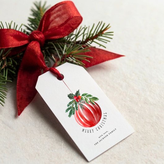 Kerstbal Prettig Kerstfeest Cadeaulabel