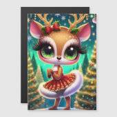 Kerstbal-reindeerster Magnetische Uitnodiging (Voorkant / Achterkant)