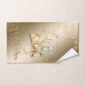 Kerstbal, rendieren, wijnglas, sneeuwvlokken bad handdoek (Handdoek)