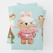 kerstbal - rendierlijk Beer en konijn Inpakpapier Vel (In situ)