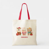 kerstbal - rendierlijk Beer en konijn Tote Bag (Achterkant)