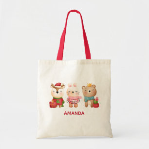 kerstbal - rendierlijk Beer en konijn Tote Bag