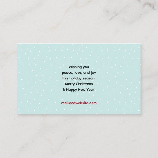 kerstbal - rendierlijk Beer en konijn Visitekaartje (Achterkant)