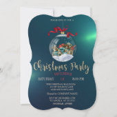 Kerstbal, Retro auto, Groen Kerstbedrijf Kaart (Voorkant)
