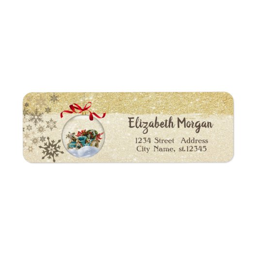 Kerstbal, Retro Car Snowflakes, Glittery Etiket (Voorkant)