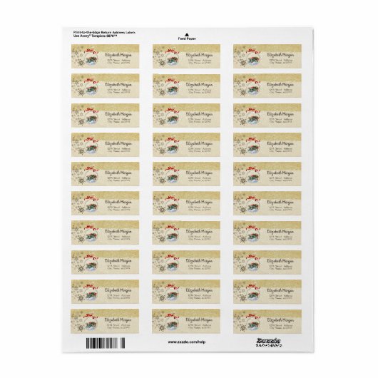 Kerstbal, Retro Car Snowflakes, Glittery Etiket (Full Sheet)