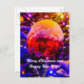 Kerstbal rode sneeuw feestdagenkaart (Voorkant / Achterkant)