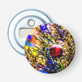 Kerstbal rood button flesopener